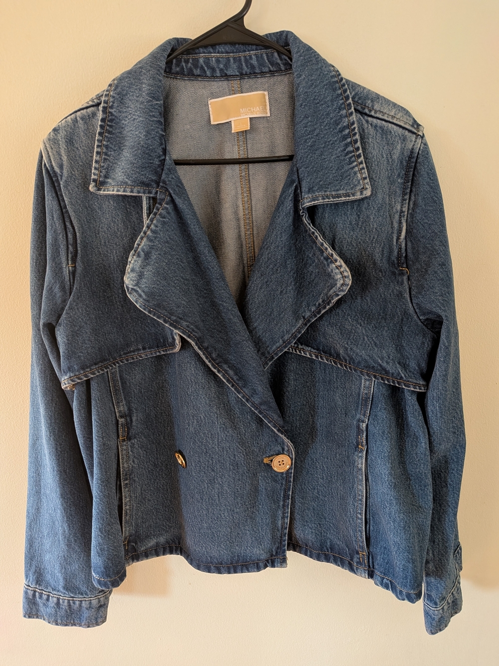 Michael Kors Dark Blue Denim Double-Breasted Jean Jacket